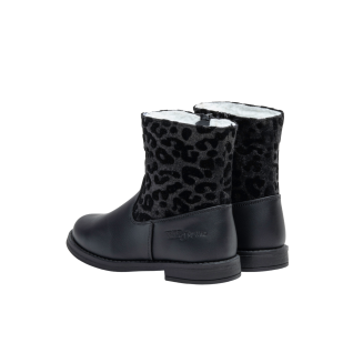 Buty zimowe botki ocieplane na suwak czarne panterka - Wojtyłko 21018 - 4