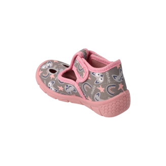 Kapcie dla dziewczynki różowe na rzep w liski HONEY 630P017- BEFADO - 3