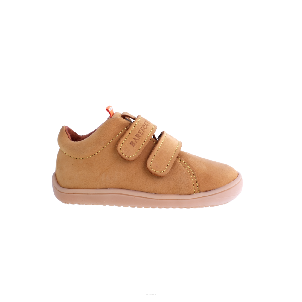 Skórzane trzewiki, barefoot pierwsze kroczki jasny brąz 1377 Yellow- MAZUREK MANUFAKTURA