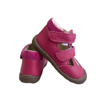 Skórzane sandałki różowe butki barefoot dla dziewczynki Jeko-Fuxia -AMEKO - 5