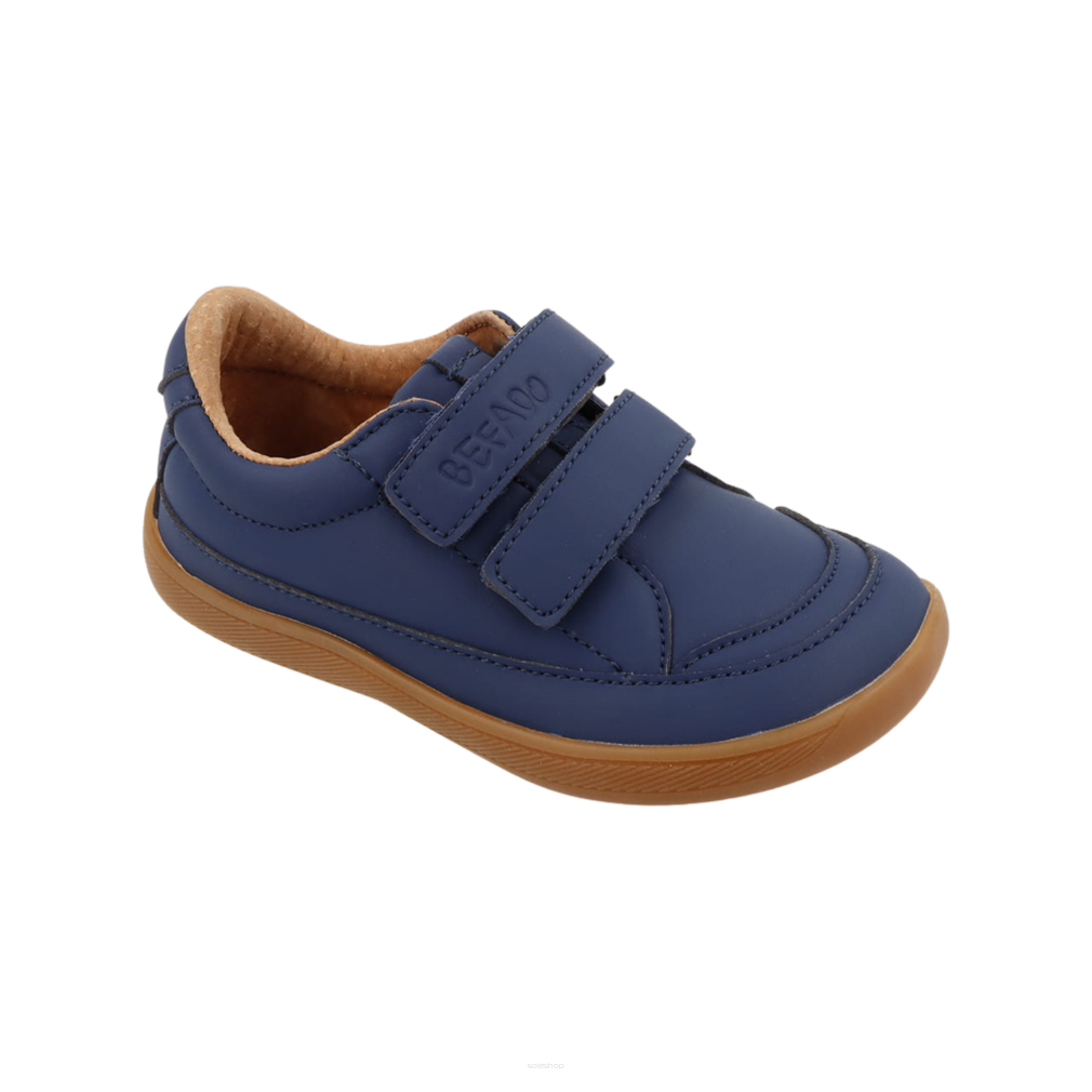 Sportowe buty na szerokie stopy trampki BAREFOOT granatowe rzep CASUAL 004X004 -BEFADO