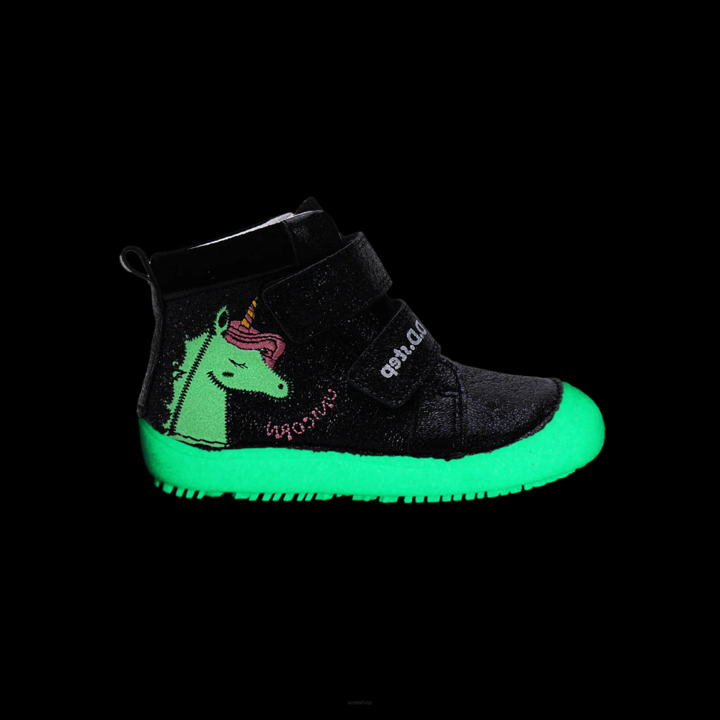 Trzewiki barefoot dla dziewczynki  czarne A063- 52815B Black świecące w ciemności - DD Step