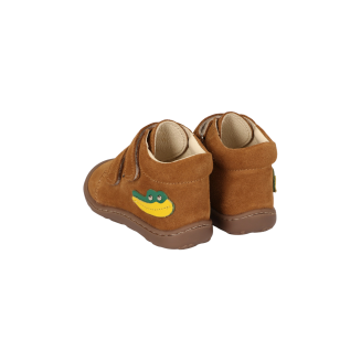 Brązowe pierwsze kroczki, skórzane trzewiki trampki barefoot Nil-Carmel- AMEKO - 4