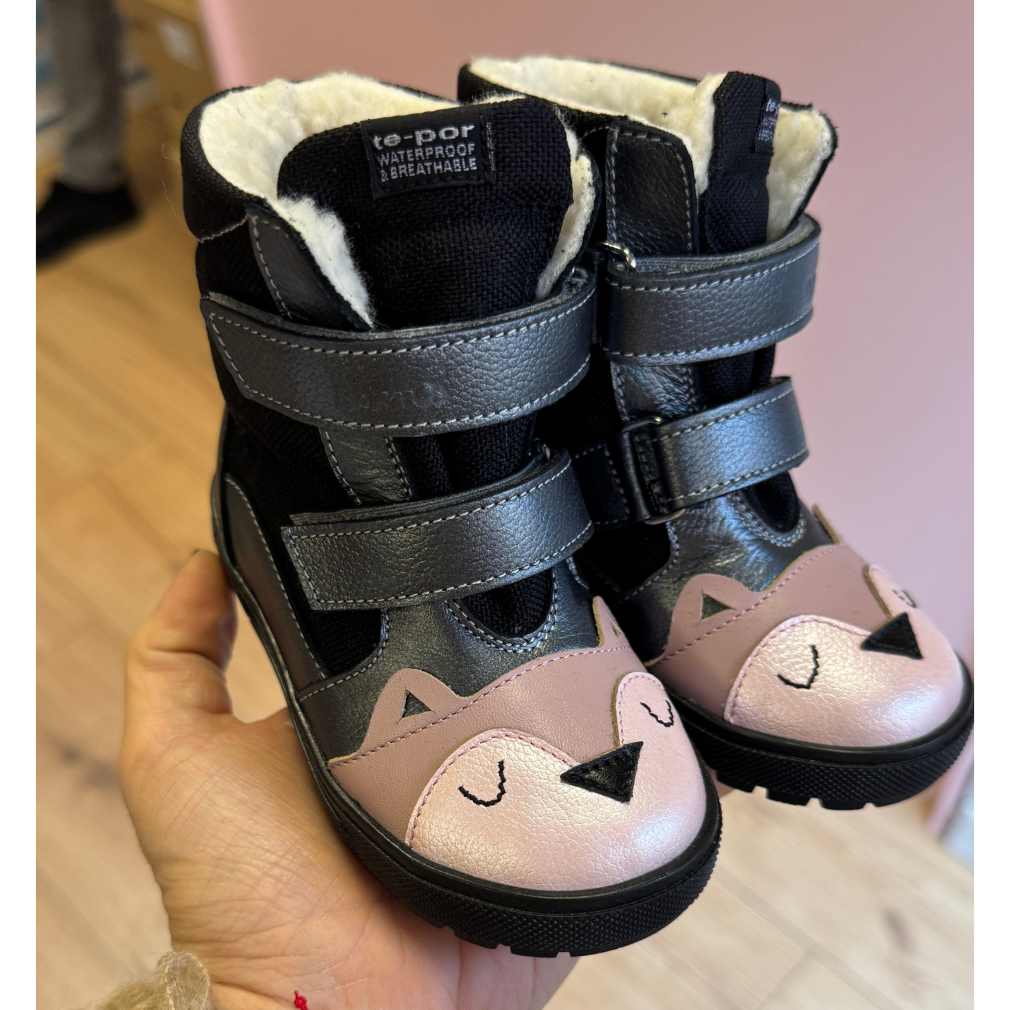 Buty zimowe botki ocieplane kozaki - BARTUŚ - 315 sowa popiel róż